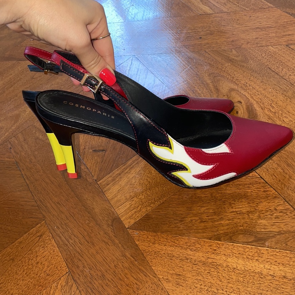 Cosmoparis heels with flame design